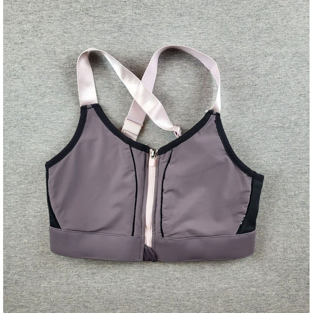 Fabletics Zoe High Impact Zip Up Sports Bra Shadow Lilac Pink Women's Size Small